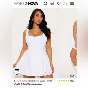 Fashion Nova Ivory Pleated Mini Dress